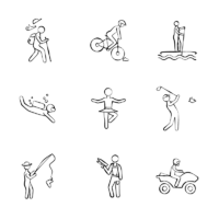 ikonky činnosti postavičky perokresba